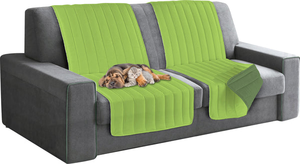 prezzo Housse de canapé matelassée double face 60x190 cm vert pomme/vert foncé