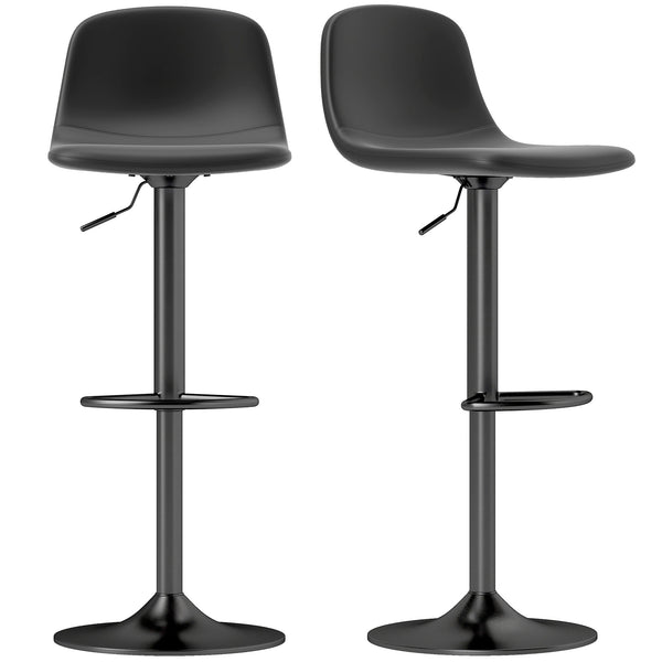 Set 2 Sgabelli da Bar con Schienale e Altezza Regolabile in Pelle PU Nero online
