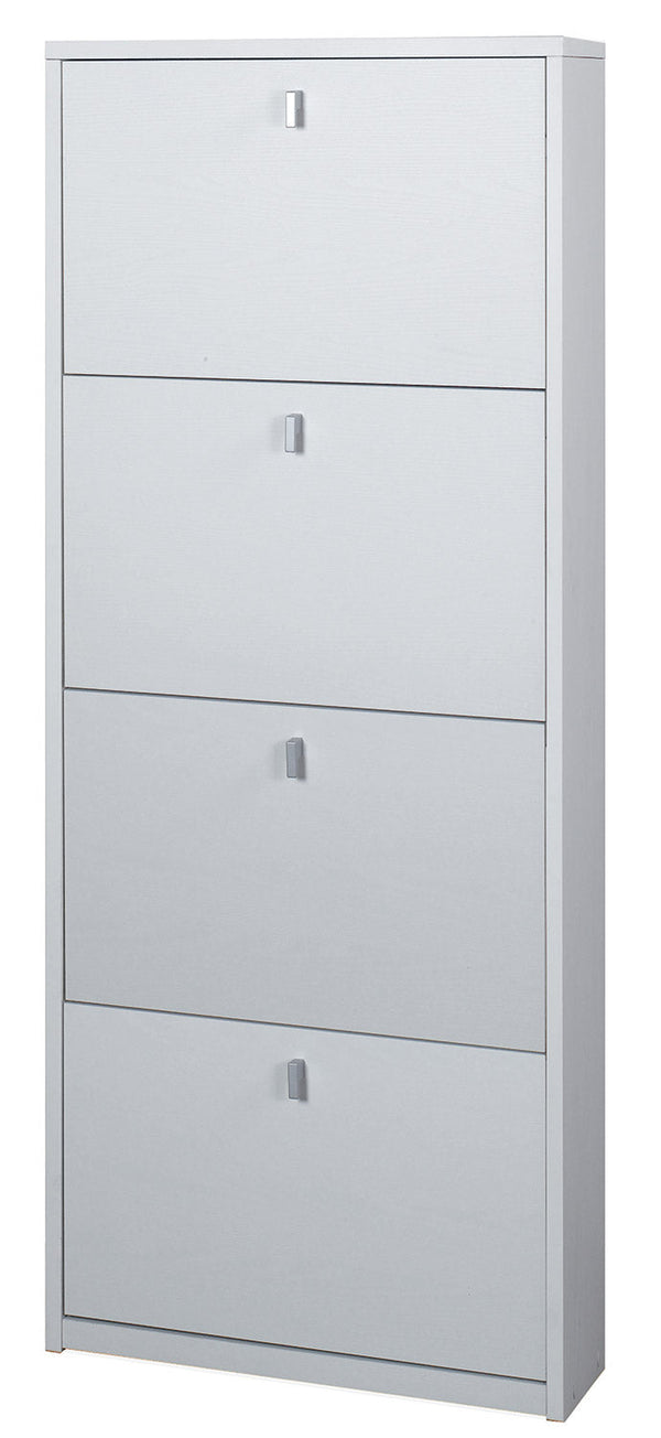 online Meuble à Chaussures 4 Portes 63x154x18 cm Blanc Flammé