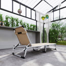 Sdraio Pieghevole 60x165x76 cm con Poggiatesta e Schienale Regolabile in Alluminio Beige      