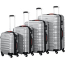 Set 4 Valigie Rigide Trolley Easy Roll Bagaglio a Mano e Stiva da Viaggio in ABS Argento      