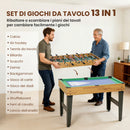 Tavolo da Gioco 13 in 1 con Calciobalilla Ping Pong Air Hockey Biliardo Scacchi e Altri Noce      