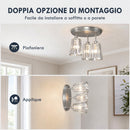 Plafoniera LED da Soffitto Ø32 cm con 3 Luci Attacchi E27 Senza Lampadina in Metallo e Vetro di Cristallo Argento      