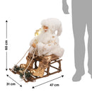 Pupazzo Babbo Natale H60 cm con Slitta e Led in Stoffa Oro e Bianco