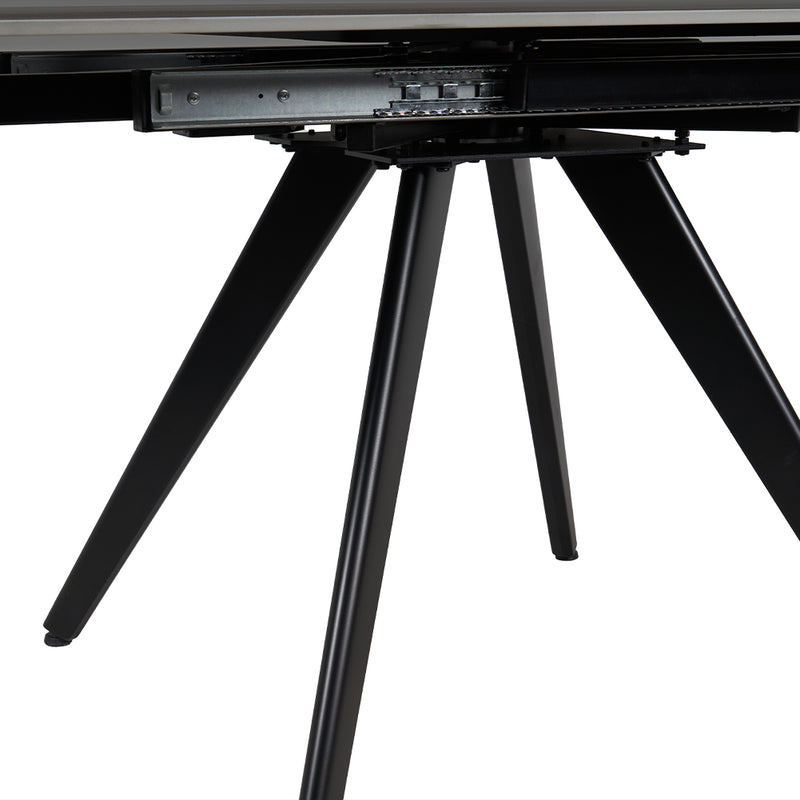 Tavolo Allungabile Piano Rotante 140-180x90x77 cm in Ceramica Effetto Marmo Nero