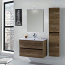 Mobile da Bagno Sospeso con Colonna Mazzoni Maiorca Light Noce Scuro Frassinato P18x70 cm
