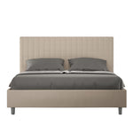 Letto Matrimoniale con Testata e Alzata Comoda Imbottito in Similpelle Sunny Tortora Varie Misure