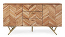 Credenza 2 Ante 3 Cassetti 140x40x76 cm in Legno Marrone