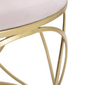 Puff Luty Ø60x45 cm in Ferro e Spugna e Velluto Rosa e Oro