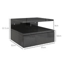 Set 2 Comodini Sospesi con Cassetto e Mensola 35x32x22,5 cm Nero Lucido   