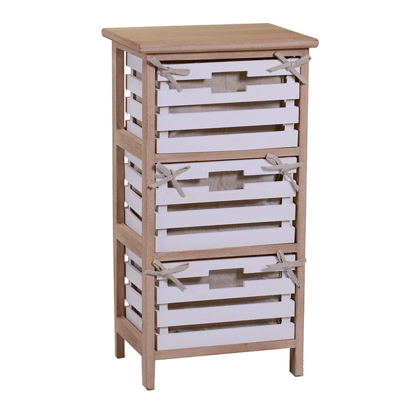 Commode 3 tiroirs en bois 35x27x66cm Arianna Naturel et Blanc prezzo