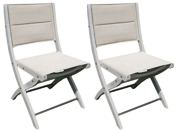 prezzo Lot de 2 chaises de jardin pliantes en bois d'acacia et tissu gris