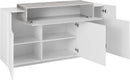 Credenza 3 Ante Battenti + 1 Anta a Ribalta 160x45x85,5 cm Coro Bianco Lucido e Cemento
