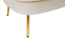 Poltrona Loxy Crema 68x72x80 cm in Legno e Velluto Crema e Oro