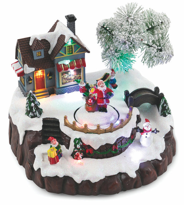 acquista Village de Noël en plastique avec lumières et sons 21x18,5x16 cm Soriani