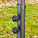 Ombrellone Doppio a 12 Stecche 455x265x238 cm con Base a Croce e Manovella in Acciaio e Poliestere Beige      