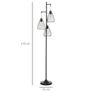 Lampada da Terra con Paralumi E27 in Metallo Nero