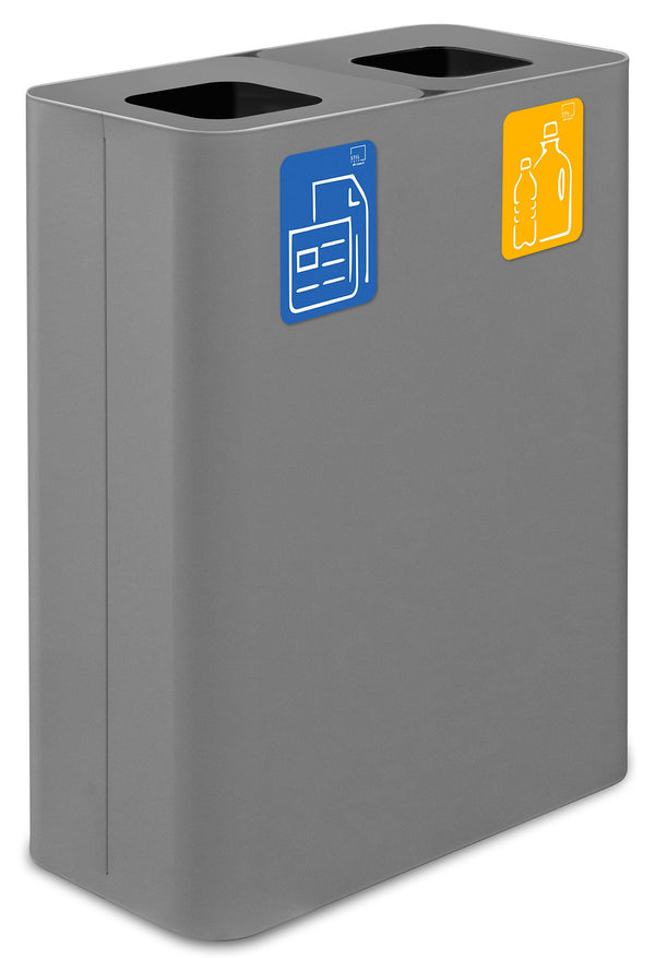 Pattumiera Sistema di Raccolta Rifiuti 60x30xh80 cm In Acciaio Verniciato Doppio Scomparto Grigio online