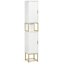Mobile Colonna Bagno 30x30x170,7 cm in MDF e Acciaio Bianco e Oro