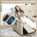 Poltrona Reclinabile con Riscaldamento, 8 Punti Massaggio e 5 Modalità 82x99x106 cm in Tessuto Effetto Velluto Beige   