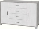 Mobile 2 Ante 4 Cassetti 136x86x41 cm Cemento/Ossido Bianco