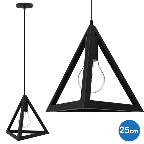Lampadario Lampada Sospensione Piramide 25cm Design Moderno Paralume Nero sconto