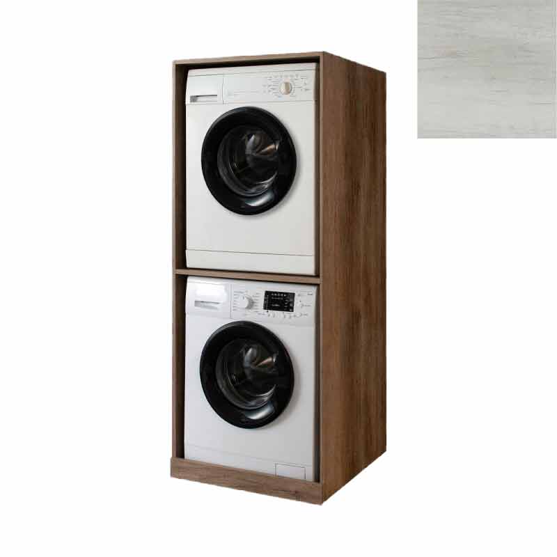 Mobile Lavanderia a Colonna per Lavatrice e Asciugatrice Senza Ante 70x70x174A cm in Nobilitato Unika Olmo Bianco