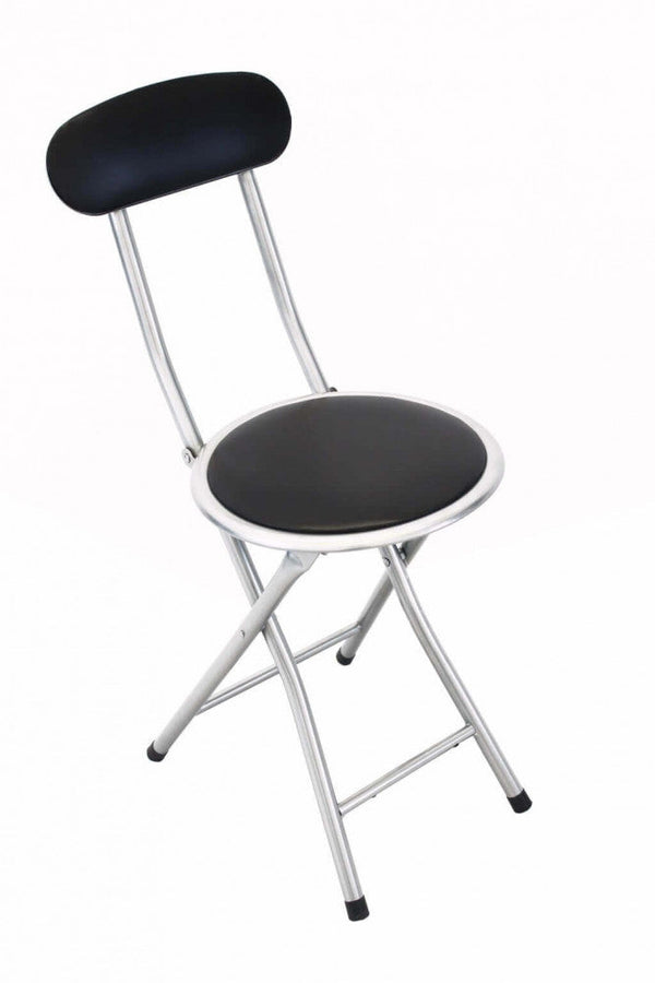 Tabouret de camping pliant avec dossier fin Ø30x74 h cm en acier noir acquista