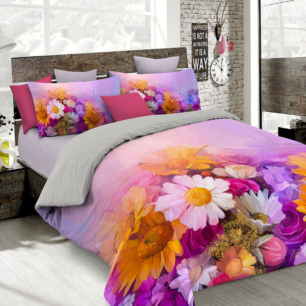 Housse de couette avec imprimé sur le sac double et les taies d'oreiller prezzo