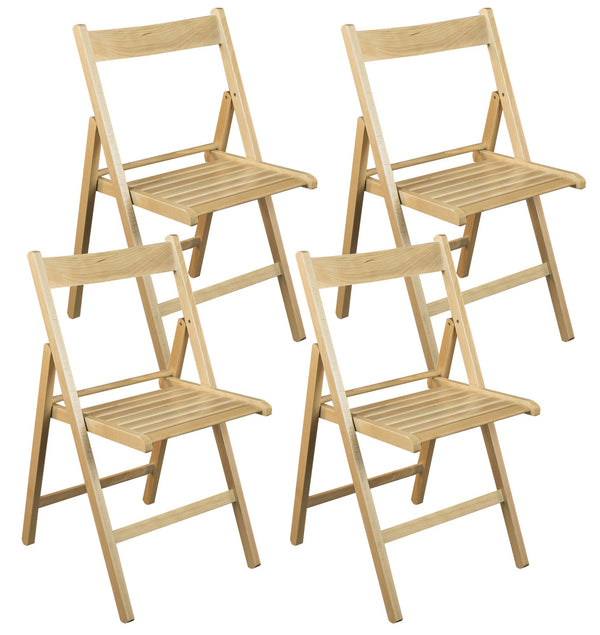 acquista Lot de 4 Chaises Pliantes 47,5x42,5x45/79 cm en Bois de Hêtre FSC Brillant