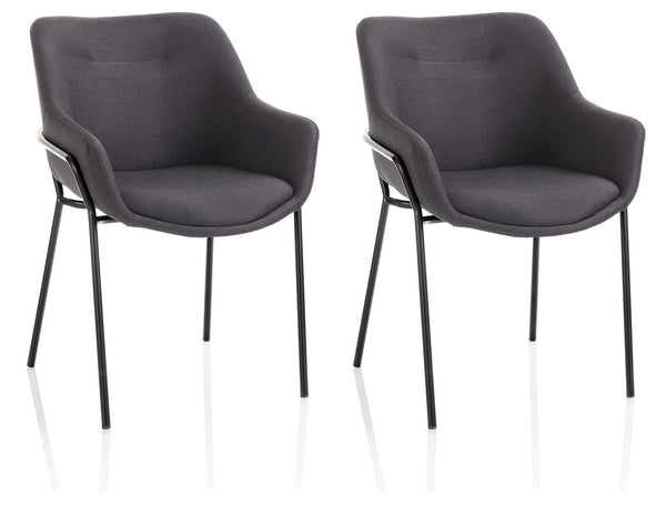 acquista Lot de 2 Chaises Rembourrées 80x54x84 cm en Tissu Noir