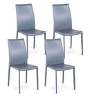 Set 4 Sedie 42x41xH95 cm in Similcuoio Kitty Grigio Scuro