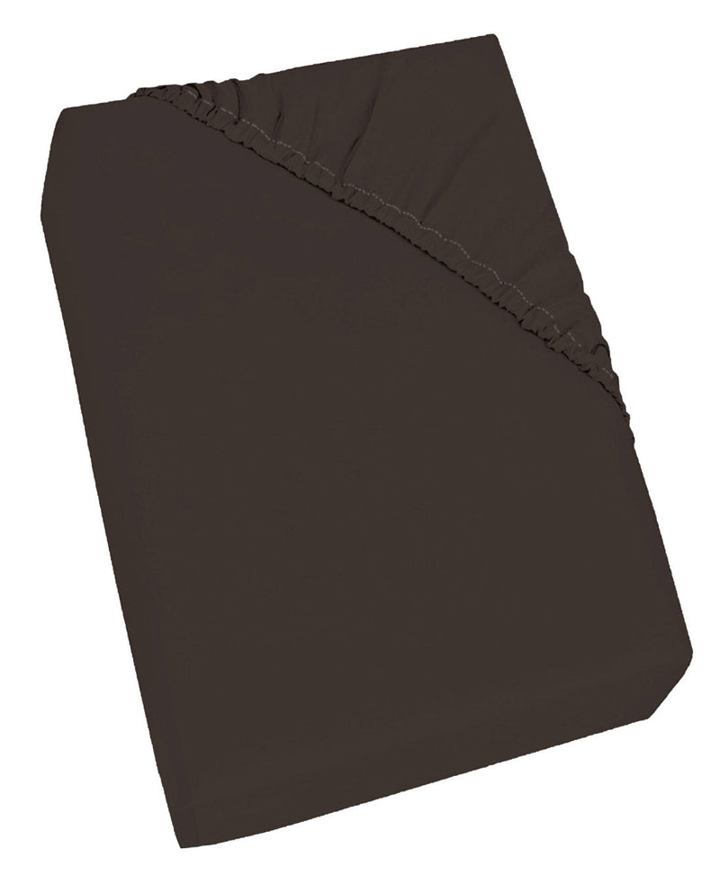 Lenzuolo Sotto con Angoli ed Elastico Tinta Unita Marrone Varie Misure