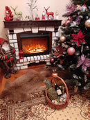 Camino Elettrico da Pavimento 113,6x132,8x35,6 cm Effetto Fiamma 1950W Nazarii & Mirabella Noce