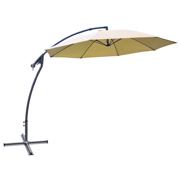 Parasol Décentralisé Ø 300 Cm Structure Acier Jardin pour Mobilier Extérieur Beige sconto