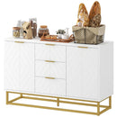 Mobile Credenza 3 Cassetti 2 Ante 120x40x76 cm in MDF e Metallo Bianco