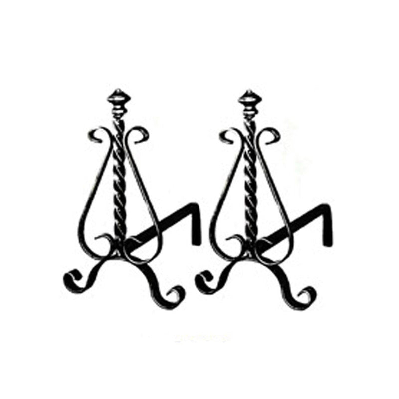 Coppia di Alari 34x35 cm per Camini e Stufe in Ferro Battuto Nero