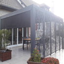Pergola da Giardino 3,6x3 m in Alluminio con 4 Pannelli Moucharabieh e Tenda Laterale Grigio Antracite