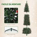 Albero di Natale Innevato 180 cm con 200 Luci LED con 42 Pigne e 42 Grappoli di Bacche Verde e Argento      