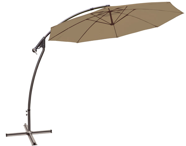 prezzo Parasol de Jardin Décentralisé Ø3m en Fibre de Verre et Polyester Taupe