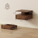 Set di 2 Comodini Sospesi 35x32x22,5 cm con Cassetto e Mensola Aperta Rivestimento in Melamina Marrone Rustico      