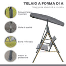 Dondolo da Giardino 3 Posti in con Baldacchino in Acciaio Grigio 
