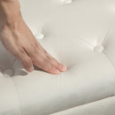 Cassapanca Pouf Contenitore Poggiapiedi 80x35x42 cm in Velluto Gambe in Legno di Caucciù Crema      