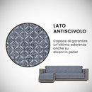 Copridivano in Poliestere con Penisola Sinistra Blu Scuro Varie Misure