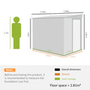 Capanno Attrezzi 1.5x2m con Base Porta Scorrevole e Tetto Inclinato in Metallo Grigio Chiaro      