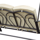 Dondolo 3 Posti da Giardino 208x121x172 cm in Metallo e Tessuto Beige