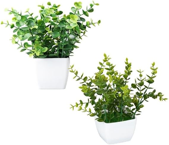 online Set 2 Piante Artificiali con Vaso in Polipropilene Bianco