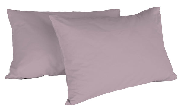 Paire de taies d'oreiller unies 52x82 cm en coton vieux rose acquista