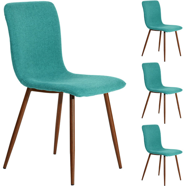 Set 4 Sedie per Sala da Pranzo Turchese Gambe Effetto Legno Seduta Ergonomica online