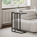 Tavolino da Salotto a Forma di C 46x25x63,5 cm in Vetro e Acciaio Nero  